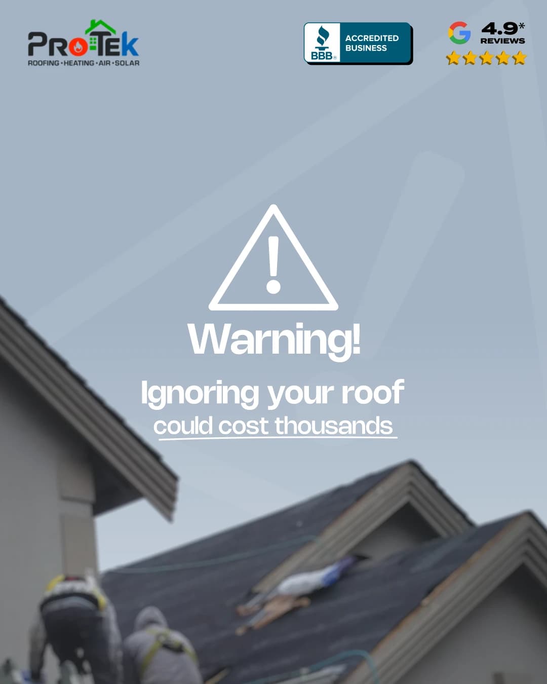 ProTek Roofing warning sign image ad